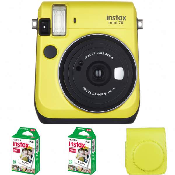 FujiFilm Instax BOX Mini 70 żółty +  pokrowiec + wkład 20szt 