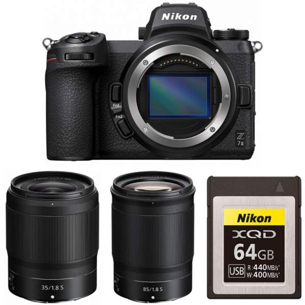 Aparat cyfrowy Nikon Z7 II + Nikkor Z 35mm F/1.8 + Z 85mm F/1.8 + karta pamięci XQD 120GB