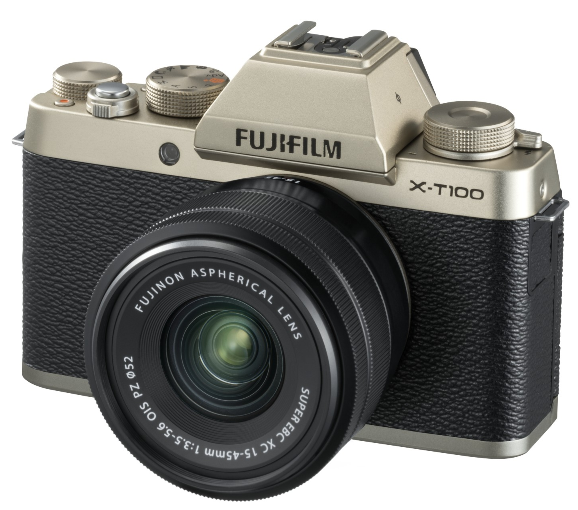 Aparat cyfrowy FujiFilm X-T100 złoty + ob. XC 15-45 mm f/3.5-5.6 OIS PZ