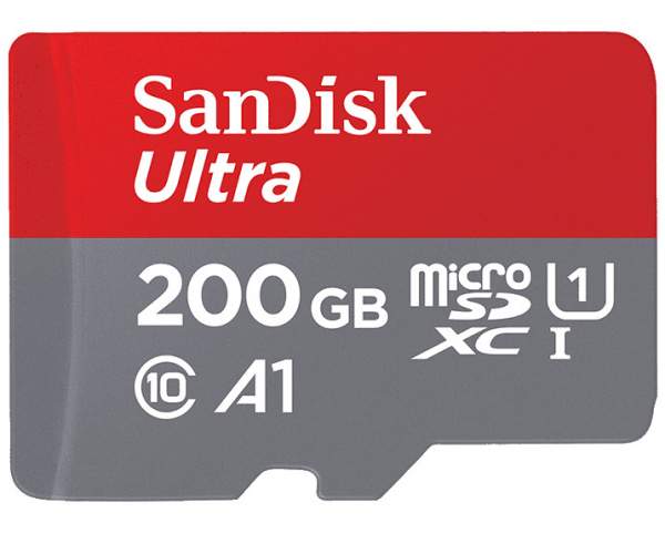 Karta pamięci Sandisk microSDHC 200 GB ULTRA 100MB/s C10, A1 + adapter SD + aplikacja Memory Zone Android