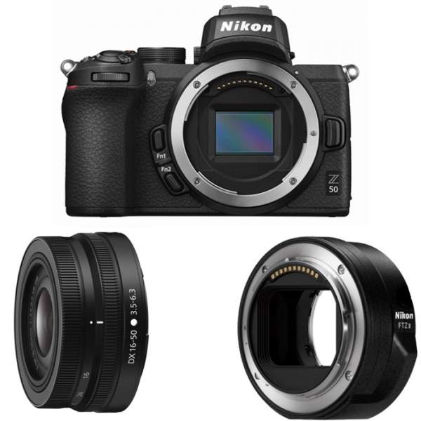 Aparat cyfrowy Nikon Z50 + ob. 16-50 mm + adapter FTZ II 